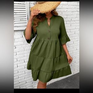 SHEIN CURVE Flounce Sleeve Ruffle Hem Dress-sz 18